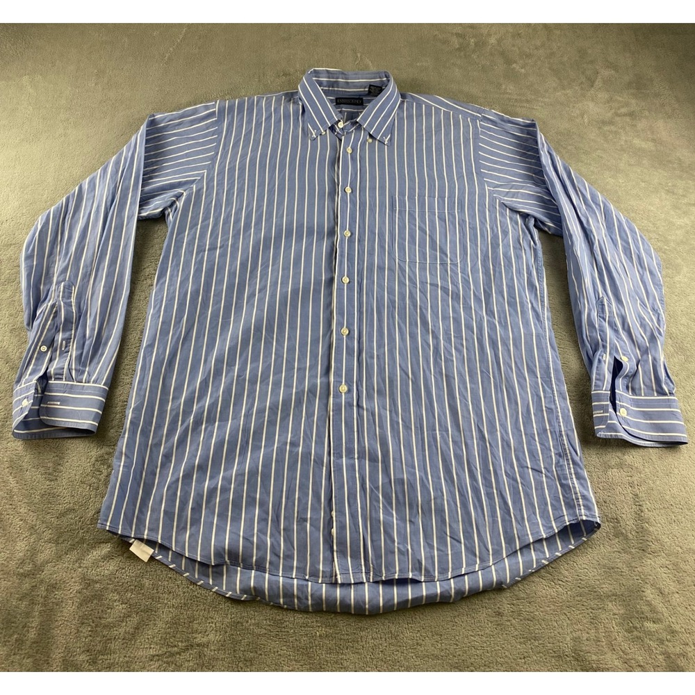 Lands End Mens Tall Button Down Striped Long Sleeve Dress Shirt 17-36